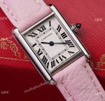 Luxury Copy Cartier Tank Must Pink Leather Strap watches Swiss Quartz